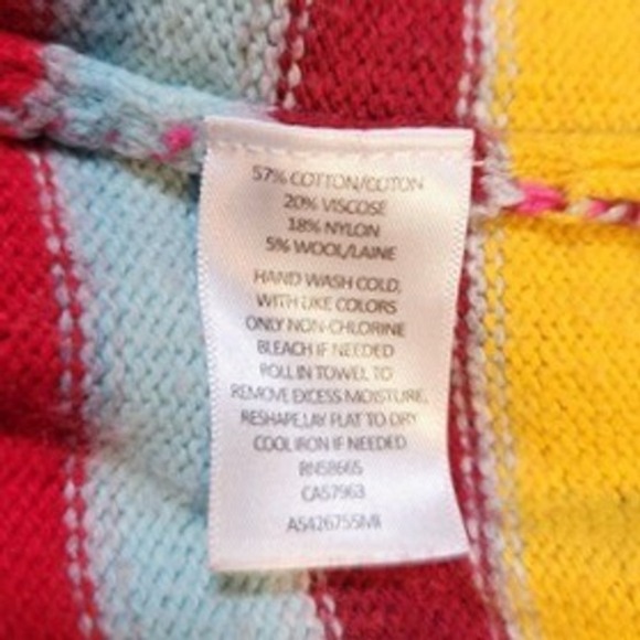 1901 $79 Large Multicolor‎ Striped Cotton Wool Crew Neck Button Shoulder Sweater - Picture 4 of 7